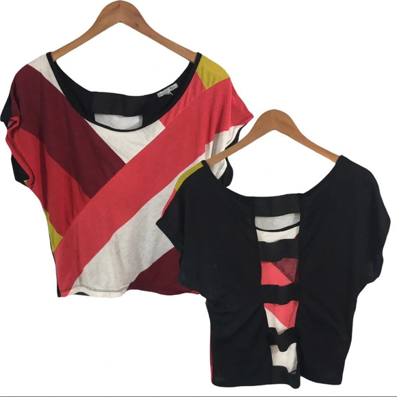 WS371 Charlotte Russe Color block Crop Top M - Picture 1 of 5
